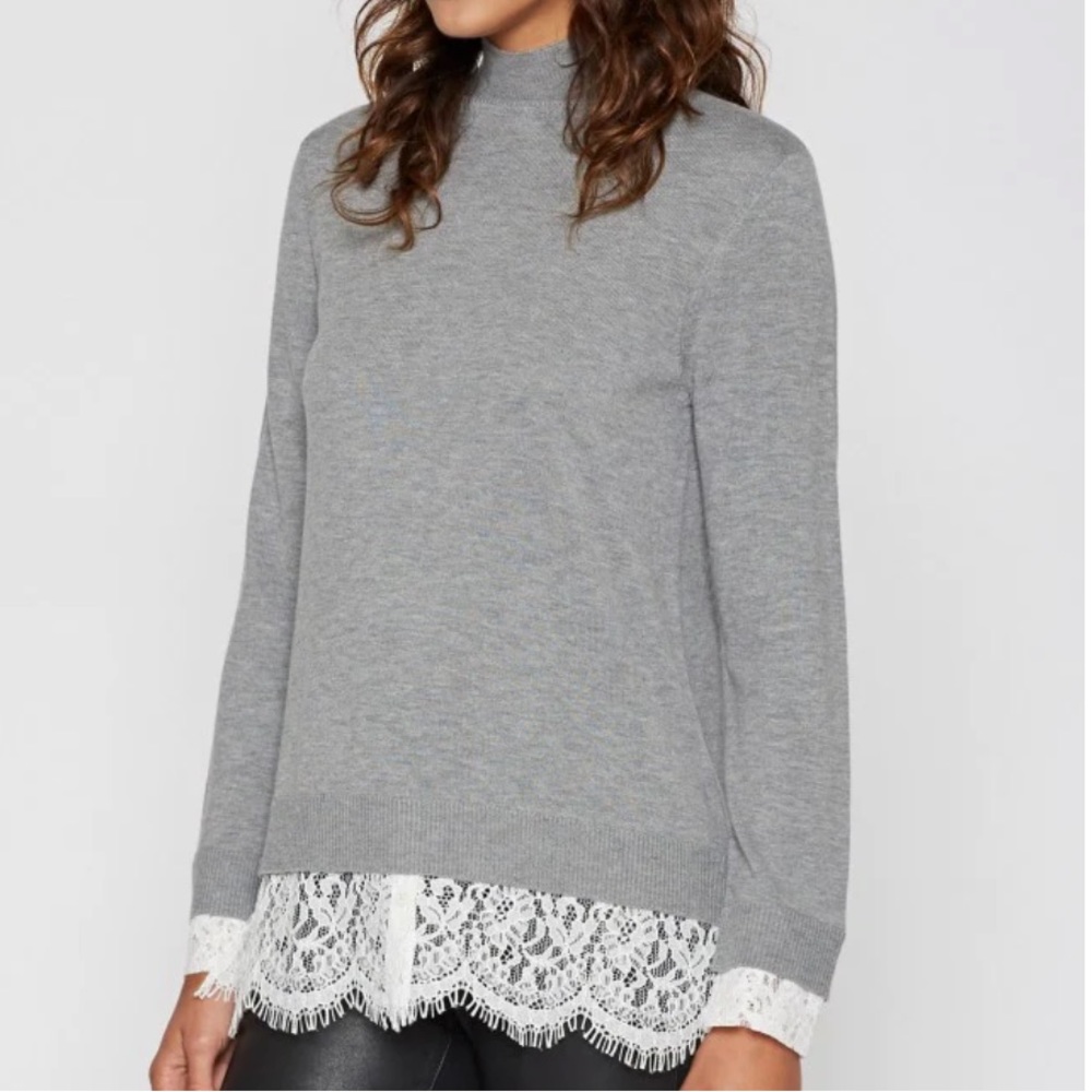 Joie Sweater Grey with Lace size small